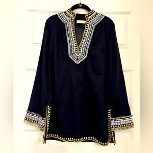 Tory Burch Dark Blue Tunic/Shirt with Embellishments Size 6-NWT-NEW w/Tags